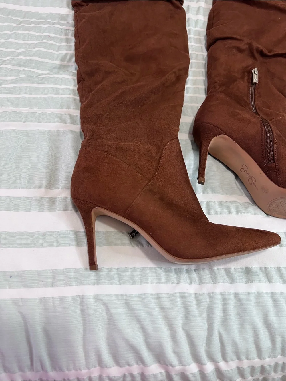 Jessica Simpson Womens Anitah Faux Suede Heels Over-The-Knee Boots size 8.5